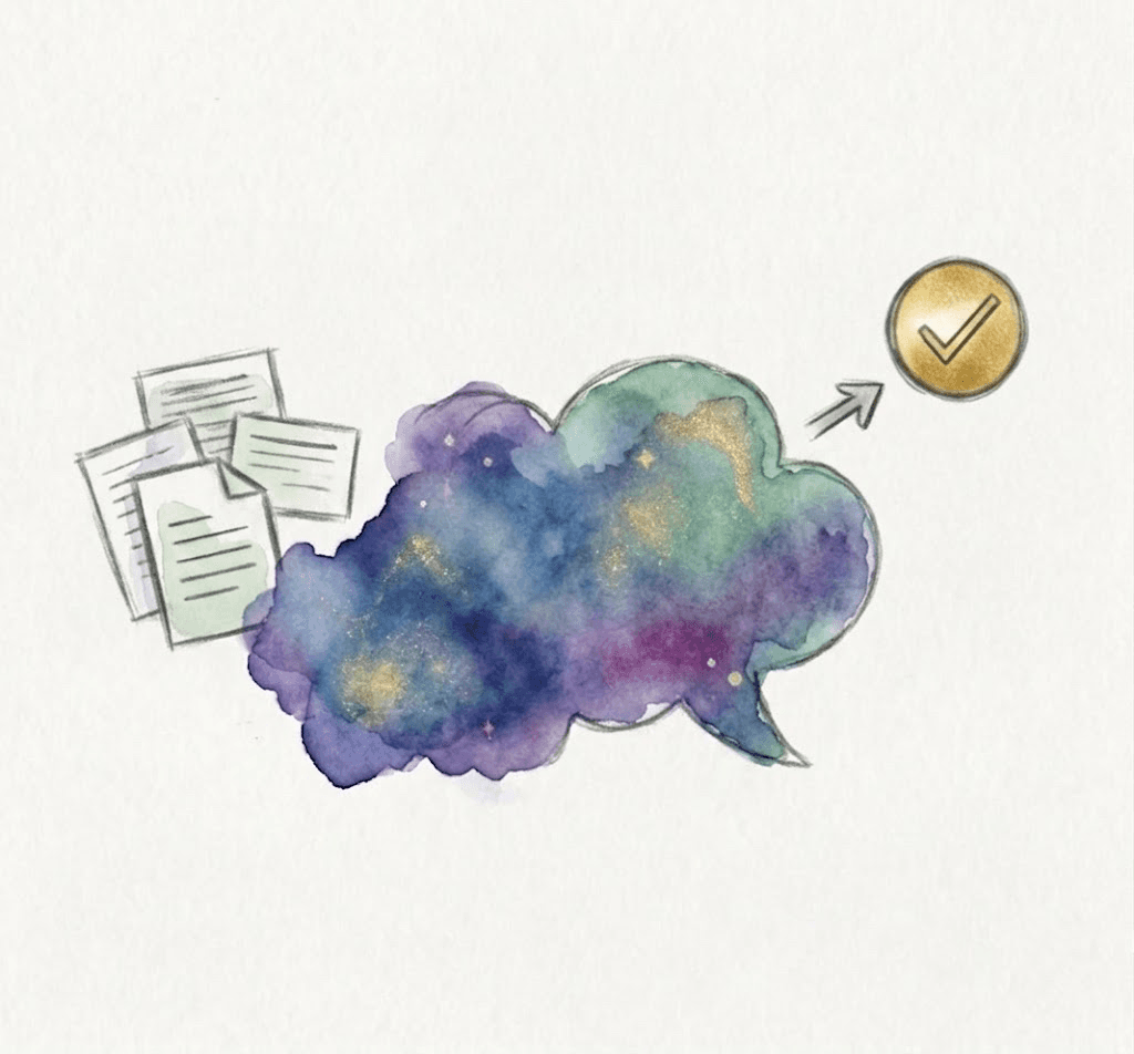 Scattered documents becoming answers and completed work