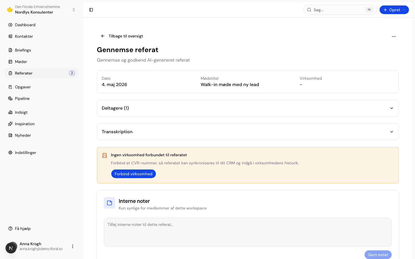 Floral approved AI meeting summary