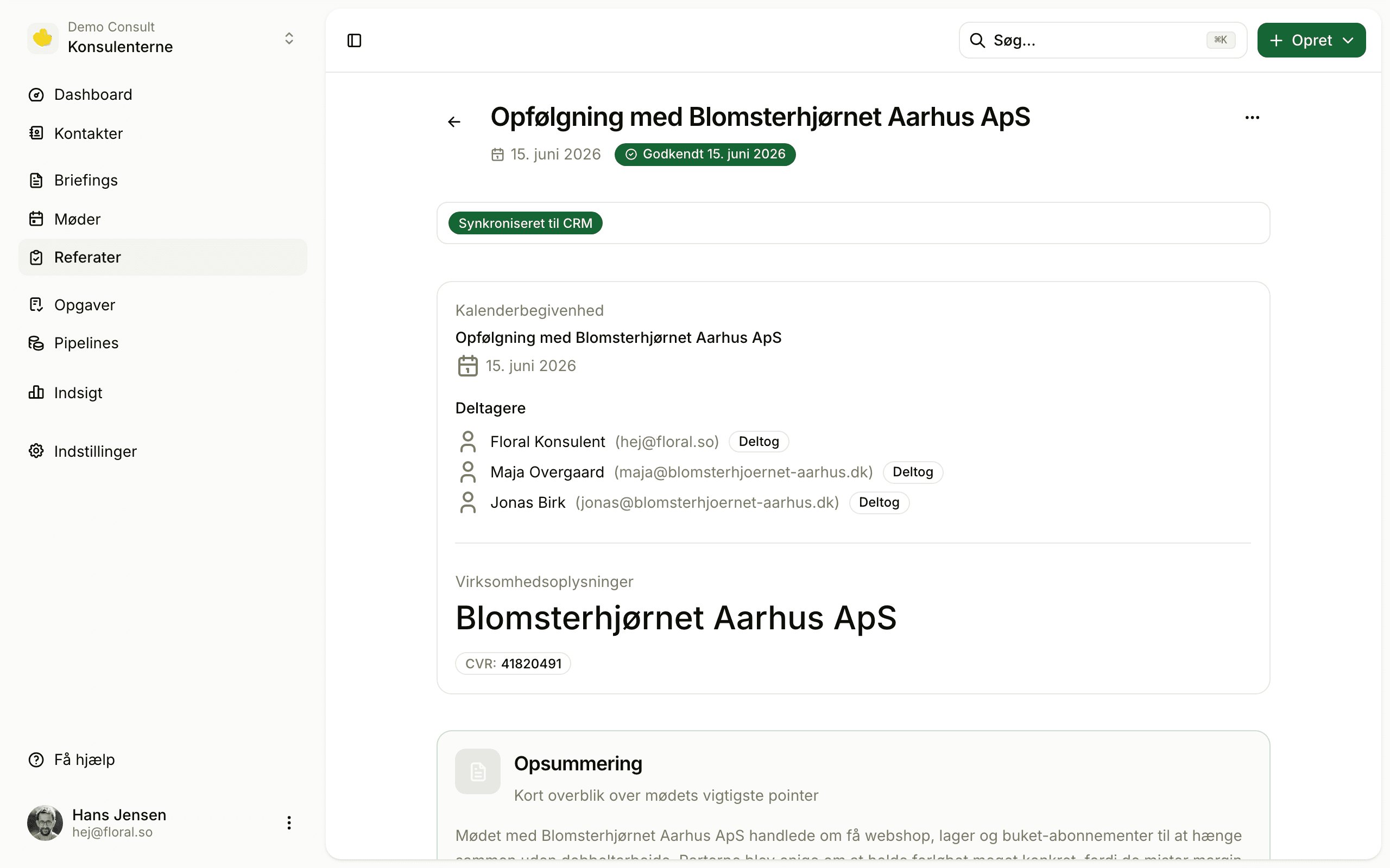 Floral approved AI meeting summary