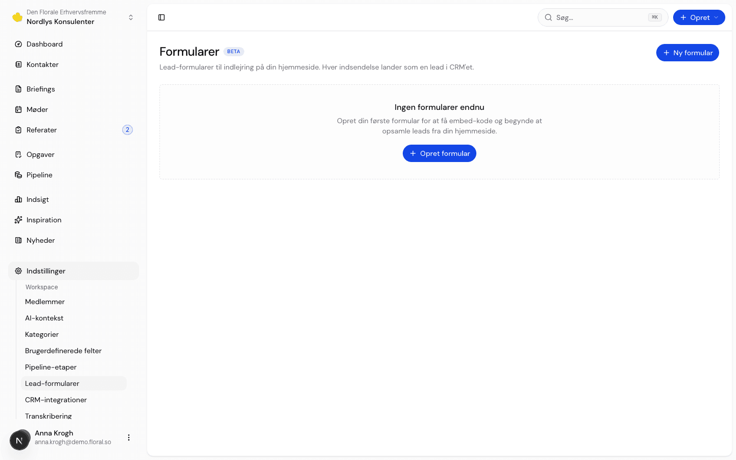 Floral lead form builder settings