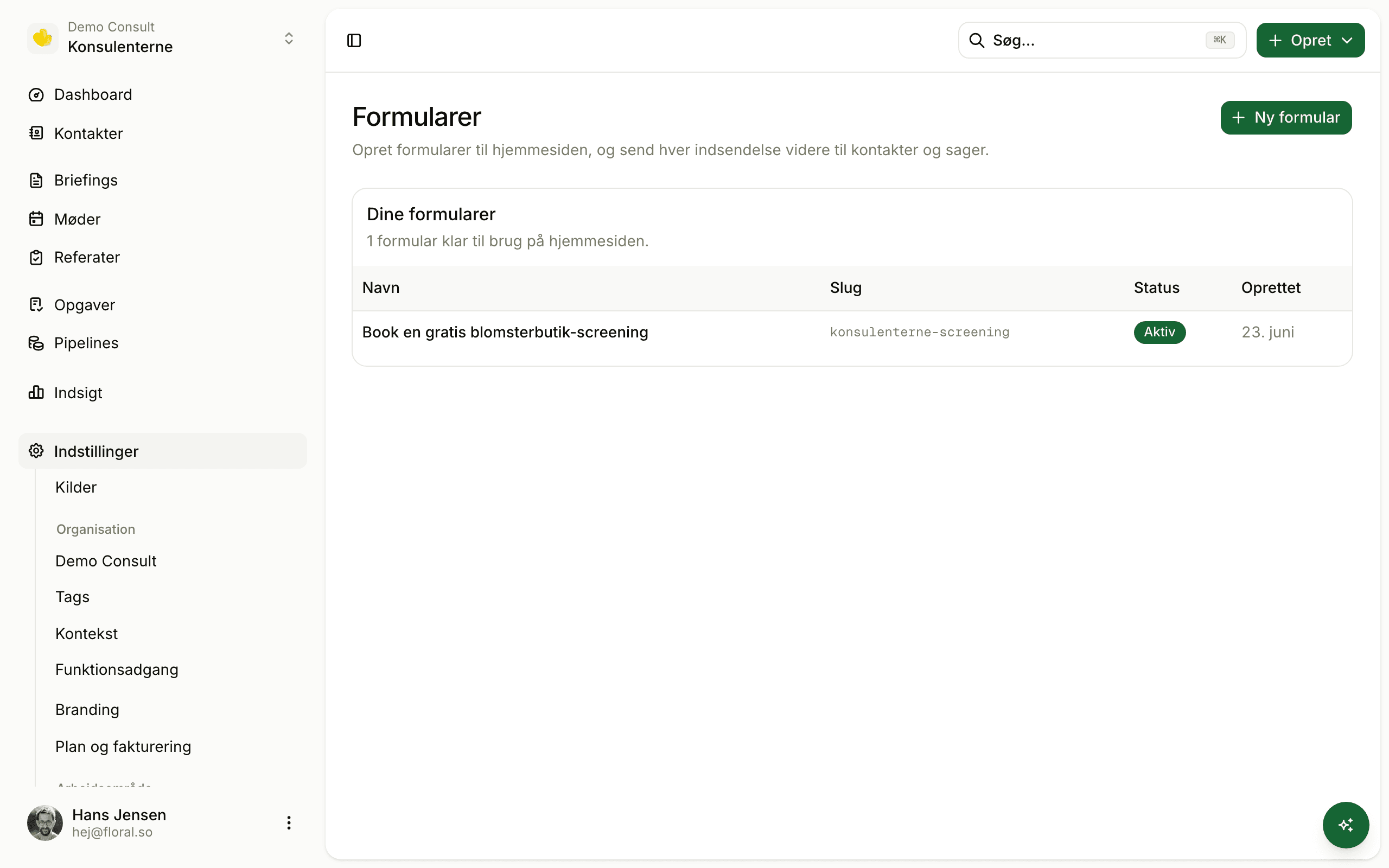 Floral lead form builder settings