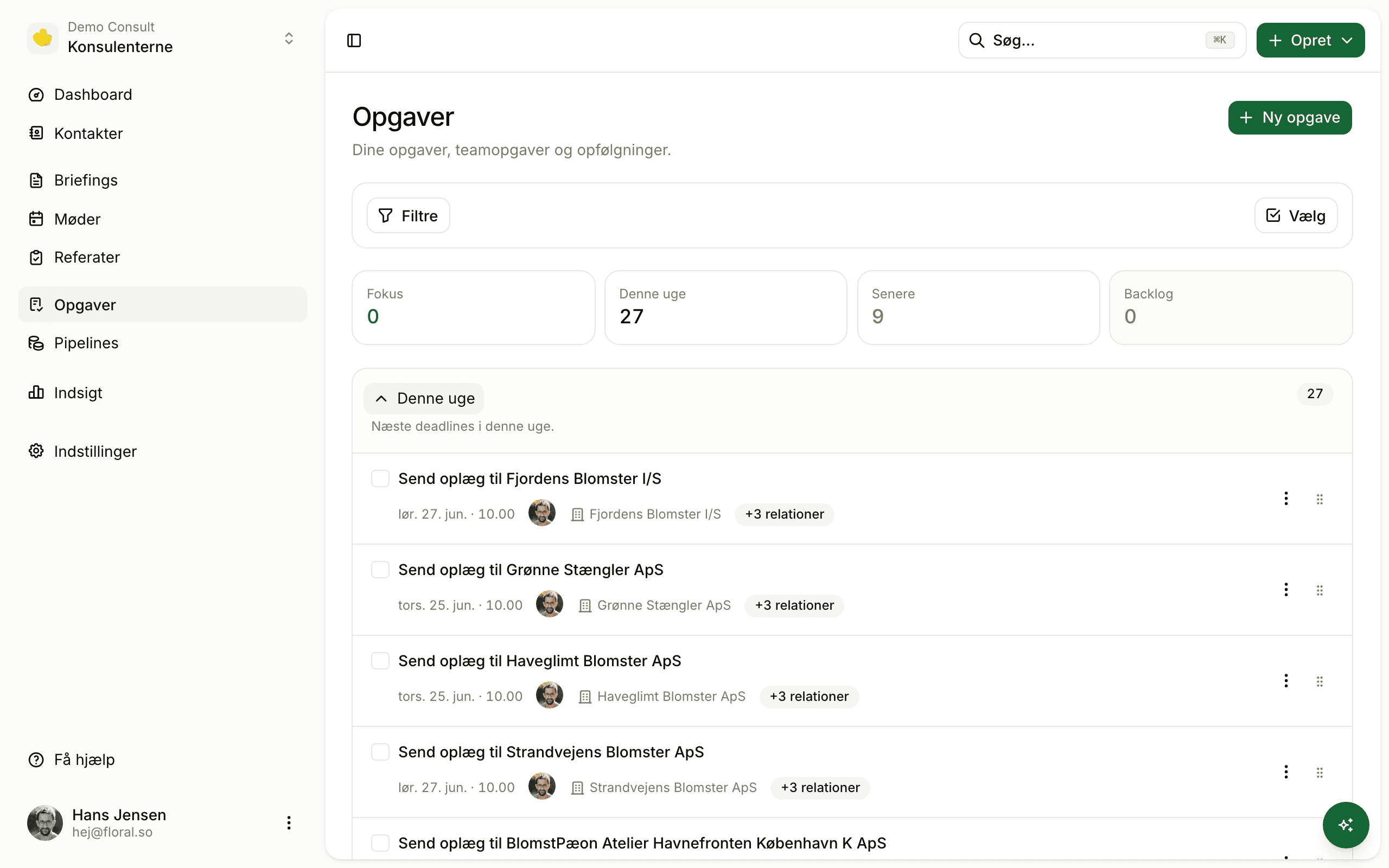 Floral tasks list with multi-owner tasks