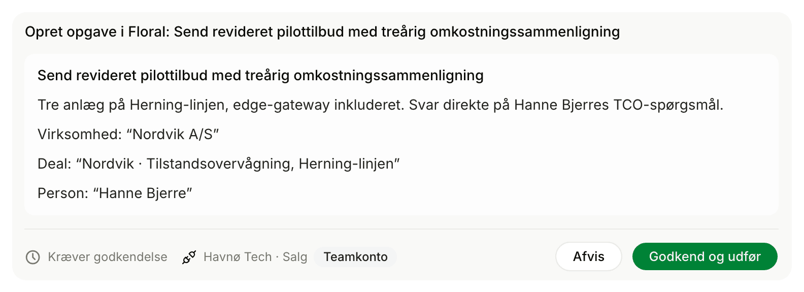 En foreslået opgave venter på godkendelse