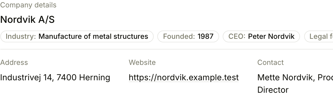 Company details from the registry