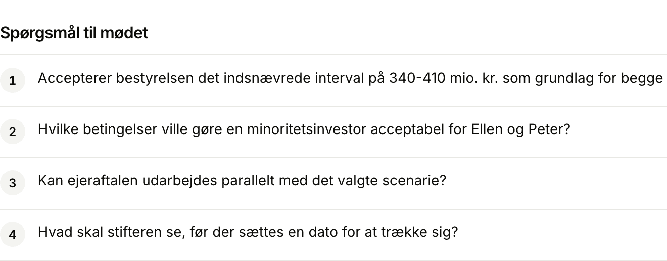 Spørgsmål til mødet fra Floral-briefen