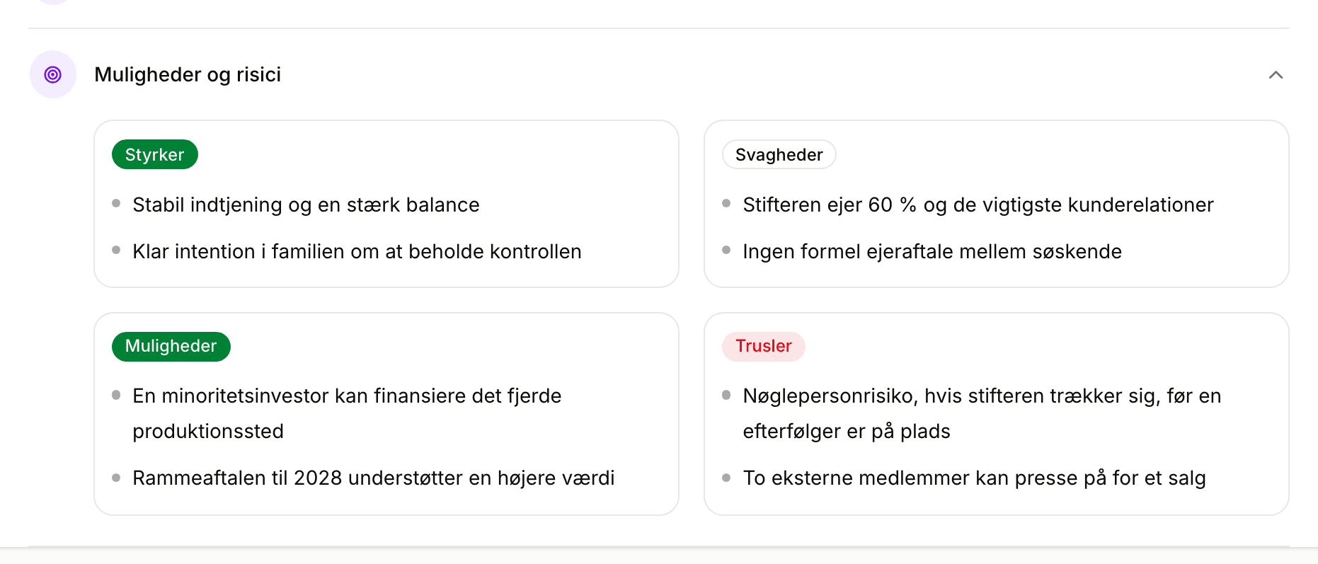 SWOT-analyse fra klientbriefingen