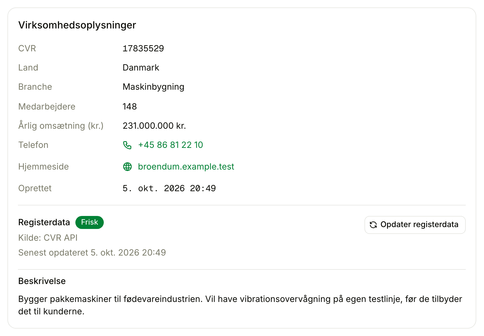 Side for en virksomhed i Floral