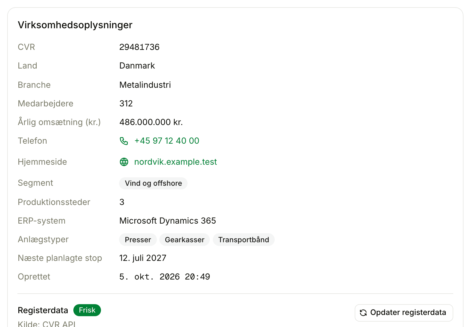 Opsætning af brugerdefinerede felter i Floral