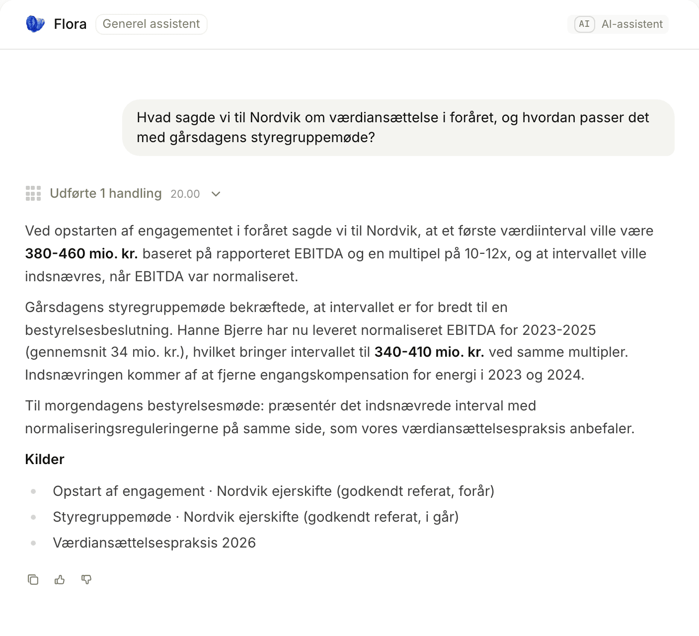 Flora svarer ud fra firmaets møder og kilder