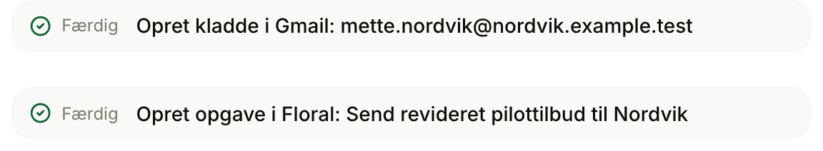 Begge handlinger er udført efter godkendelse