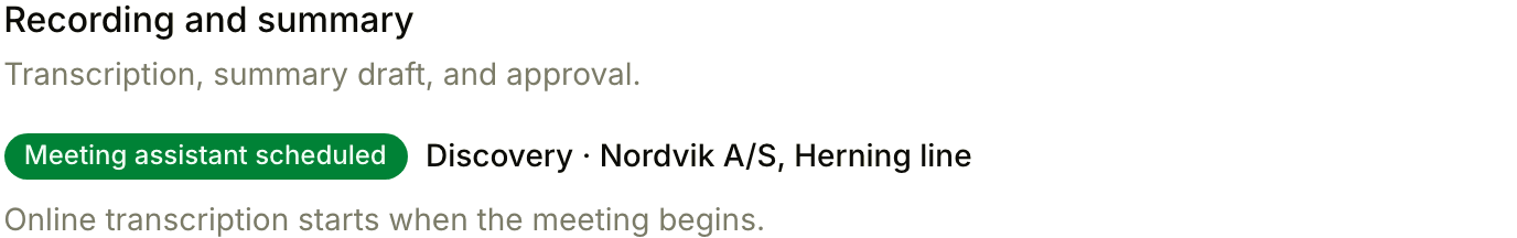 Meeting assistant scheduled