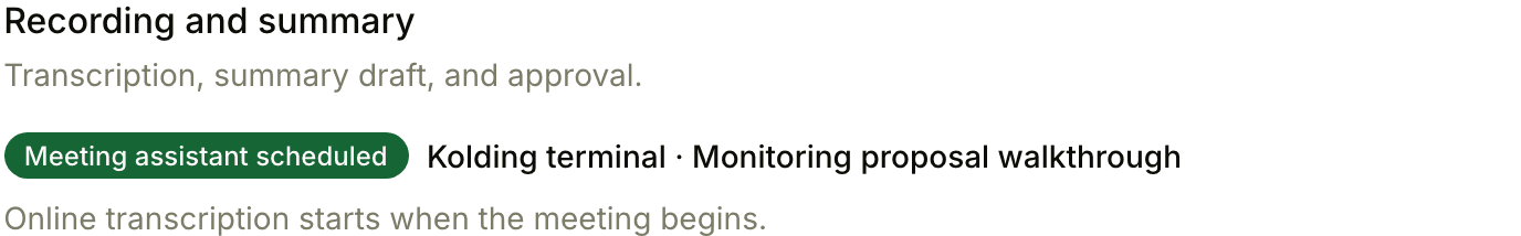 Meeting assistant scheduled