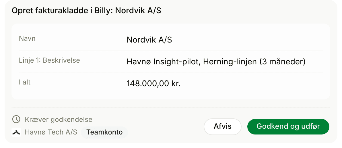 En fakturakladde i Billy venter på godkendelse