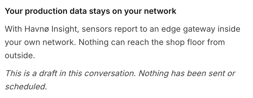 The start of a newsletter draft that answers it, with nothing sent