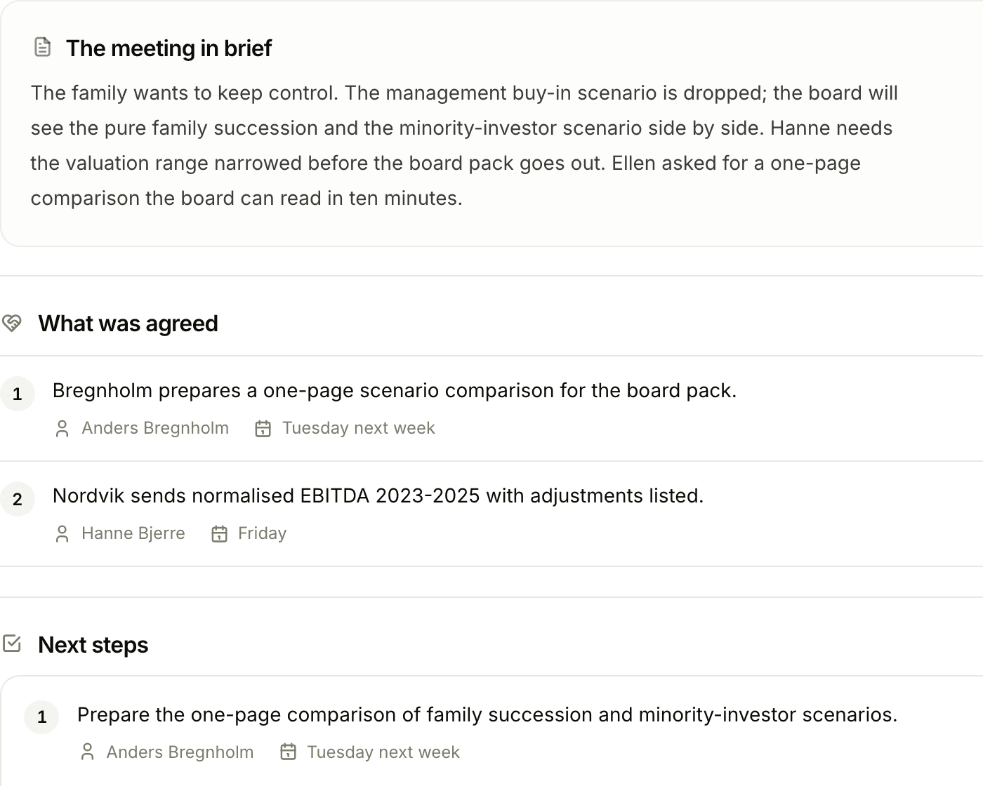 The meeting in brief and what was agreed