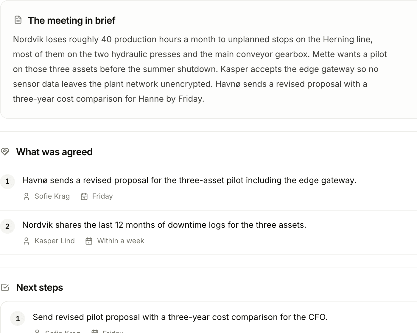 The meeting in brief and what was agreed