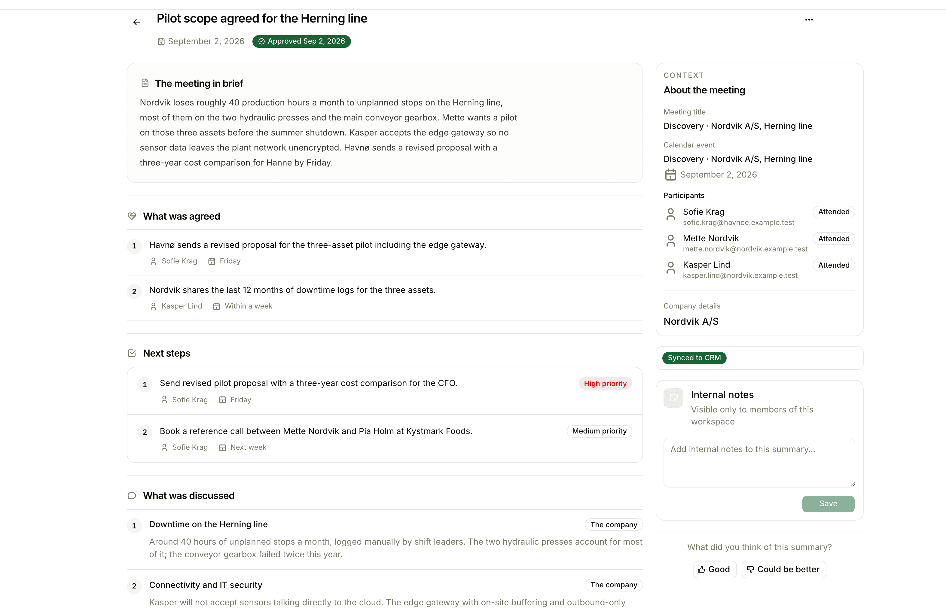 Floral AI meeting summary detail