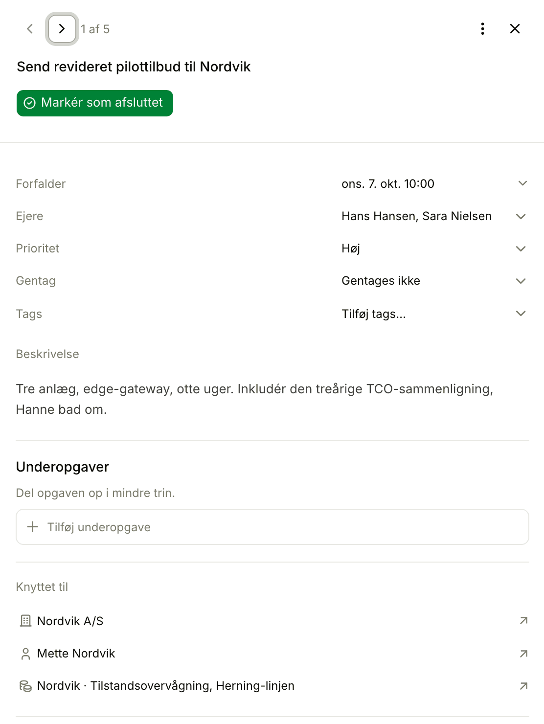 Opgave i Floral med flere relationer